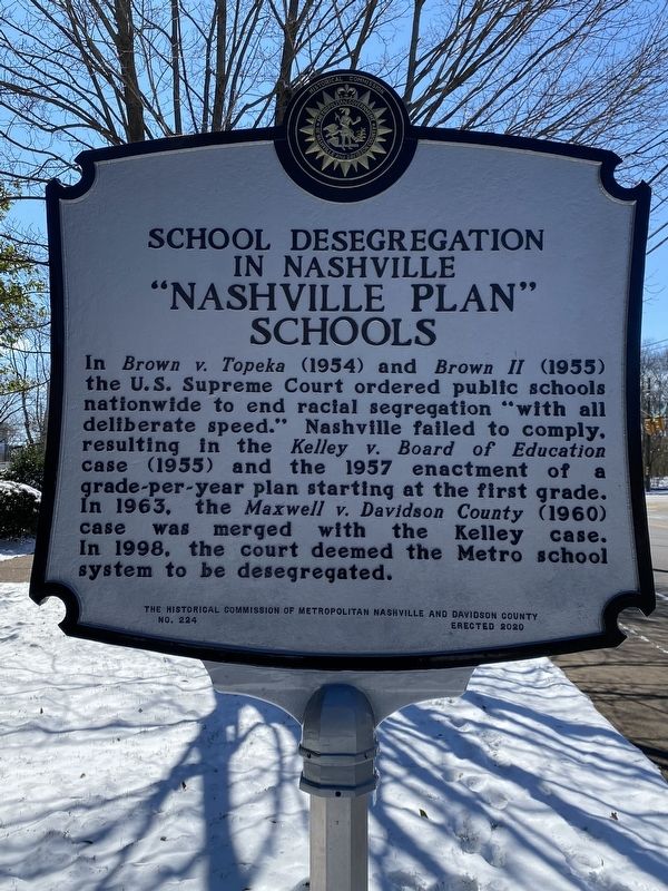 Jones School/School Desegregation in Nashville Nashville Plan Schools Marker image. Click for full size.