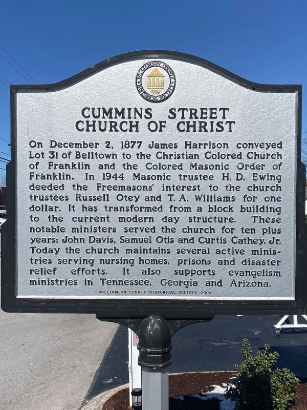 Cummins Street Church of Christ Marker image. Click for full size.