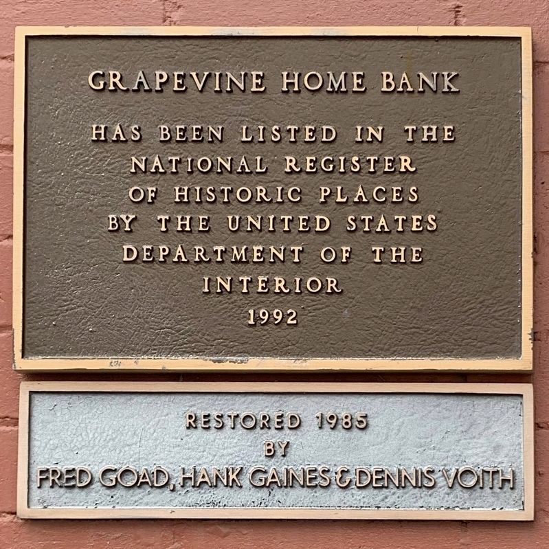 Grapevine Home Bank Marker image. Click for full size.
