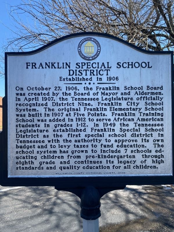 Franklin Special School District Marker. Click for full size. Franklin Special School District Marker image. Click for full size.