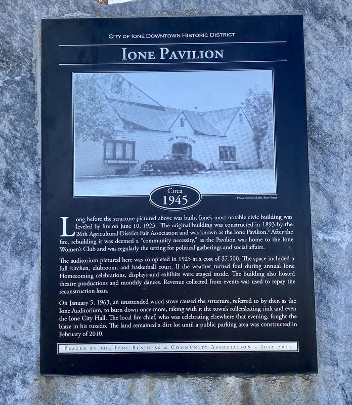 Ione Pavilion Marker image. Click for full size.