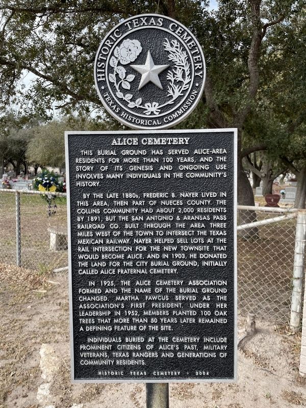 Alice Cemetery Marker image. Click for full size.