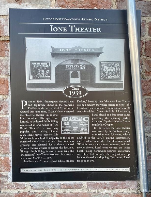 Ione Theater Marker image. Click for full size.