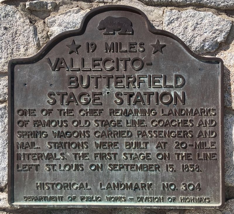 Vallecito-Butterfield Stage Station Marker. Click for full size. Vallecito-Butterfield Stage Station Marker image. Click for full size.