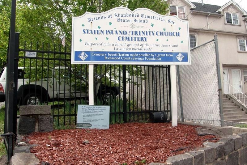 Staten Island / Trinity Church Cemetery Marker. Click for full size. Staten Island / Trinity Church Cemetery Marker image. Click for full size.