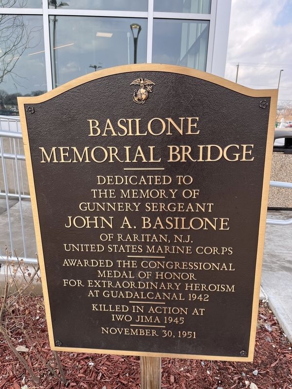 Basilone Memorial Bridge Marker image. Click for full size.