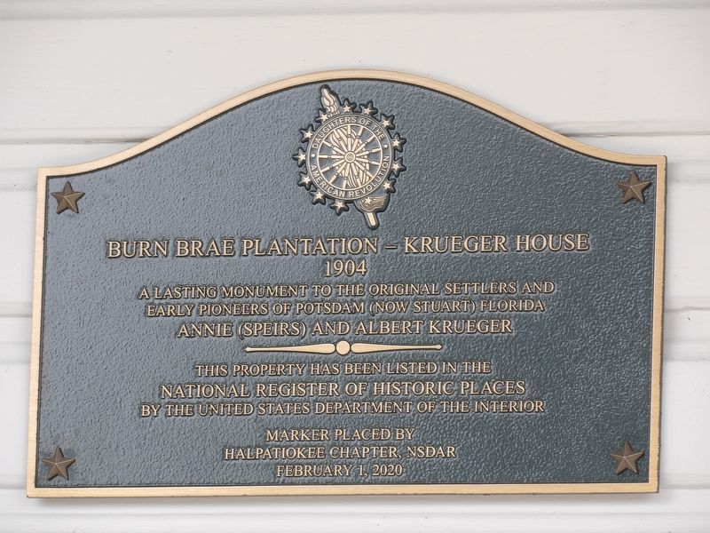 Burn Brae Plantation – Krueger House Marker image. Click for full size.