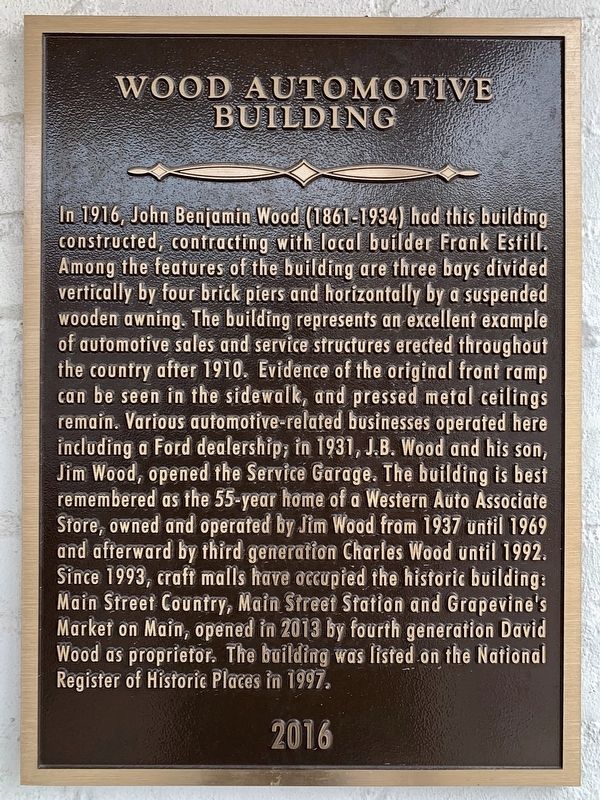Wood Automotive Building Marker image. Click for full size.