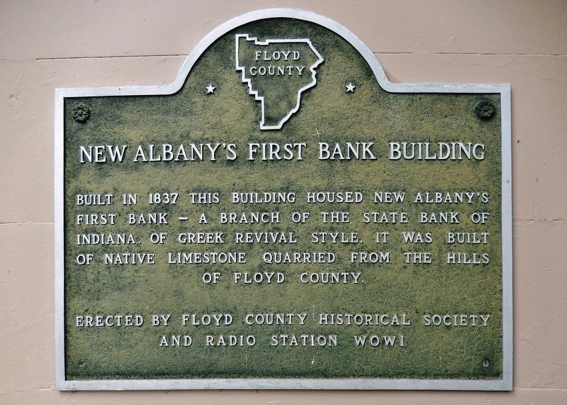 New Albany's First Bank Building Marker image. Click for full size.