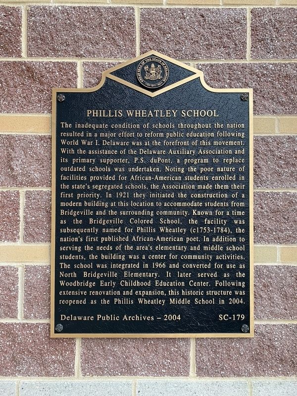Phillis Wheatley School Marker image. Click for full size.