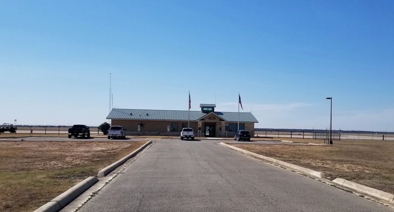 The view of the markers in front of the South Texas Regional Airport terminal image. Click for full size.