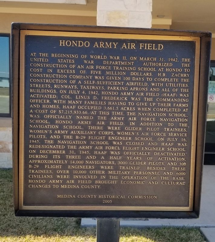 Hondo Army Air Field Marker image. Click for full size.