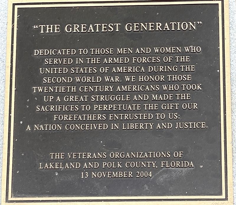 The Greatest Generation Marker image. Click for full size.