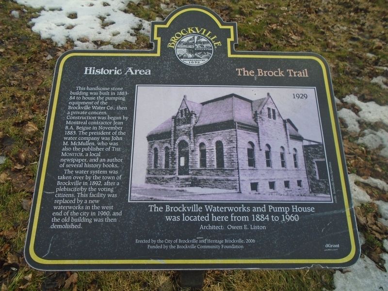 The Brockville Waterworks and Pump House Marker image. Click for full size.