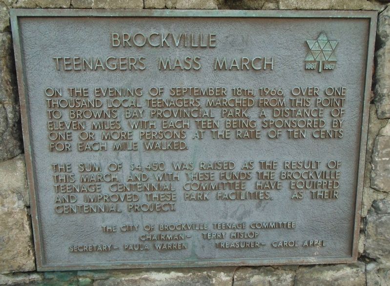 Brockville Teenagers Mass March Marker image. Click for full size.