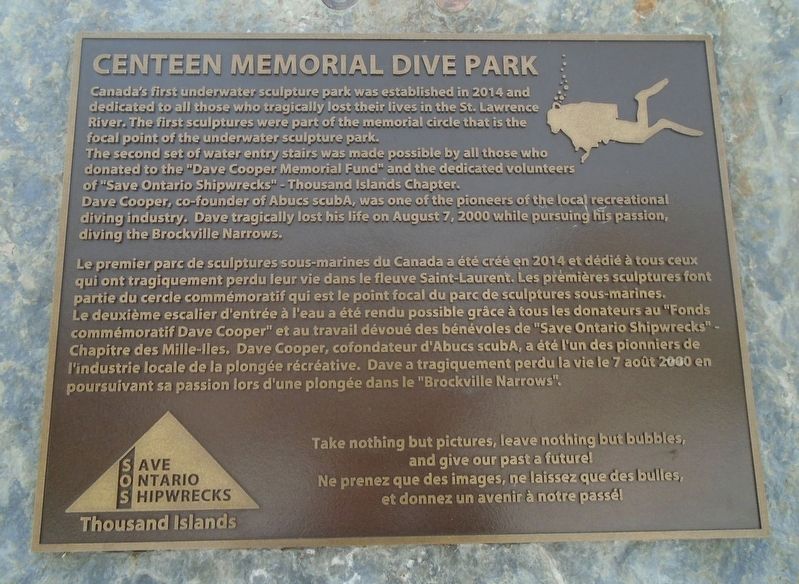 Centeen Memorial Dive Park Marker image. Click for full size.