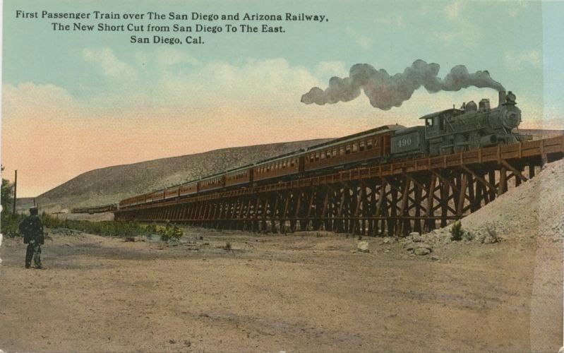 <i>First Passenger Train over The San Diego and Arizona Railway, The New Short Cut...</i> image. Click for full size.