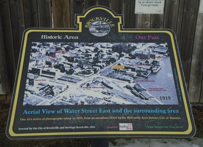 Aerial View of Water Street East and the surrounding area Marker image. Click for full size.