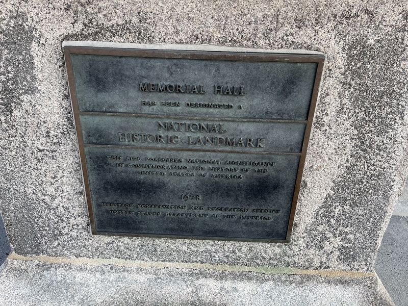 Memorial Hall Marker. Click for full size. Memorial Hall Marker image. Click for full size.