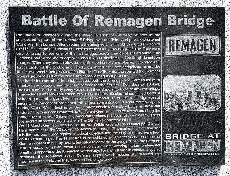 Battle of Remagen Bridge Marker image. Click for full size.