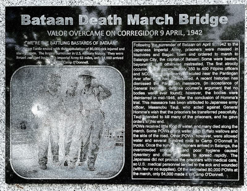 Bataan Death March Bridge Marker image. Click for full size.