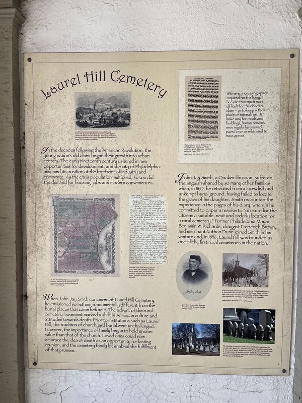 Laurel Hill Cemetery Marker image. Click for full size.