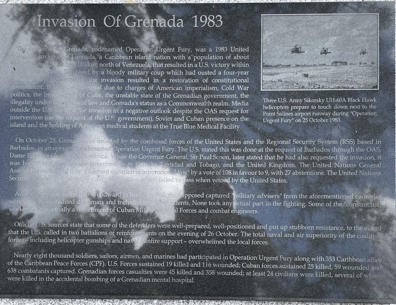 Invasion of Grenada 1983 Marker image. Click for full size.