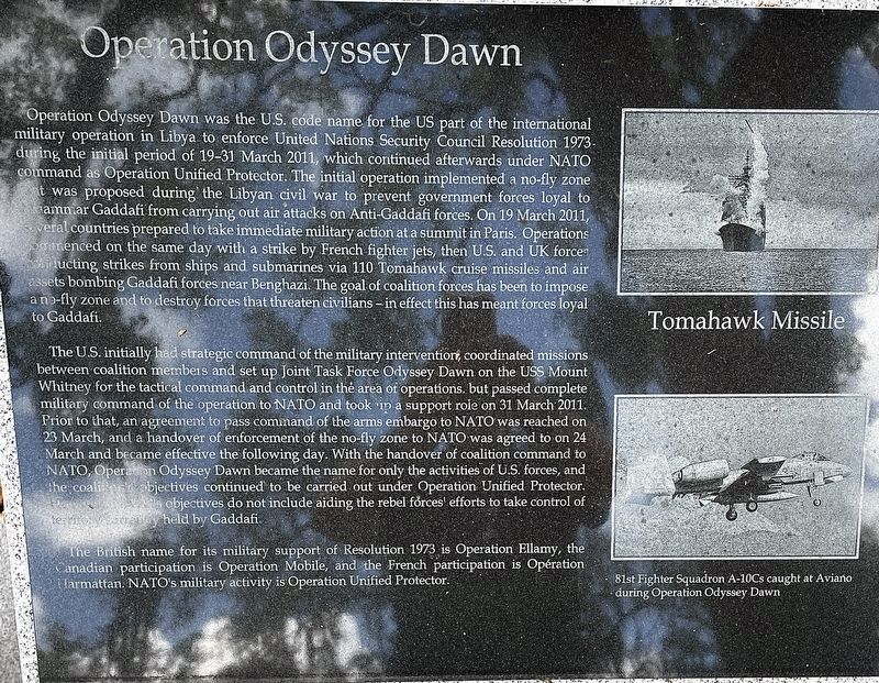 Operation Odyssey Dawn Marker image. Click for more information.