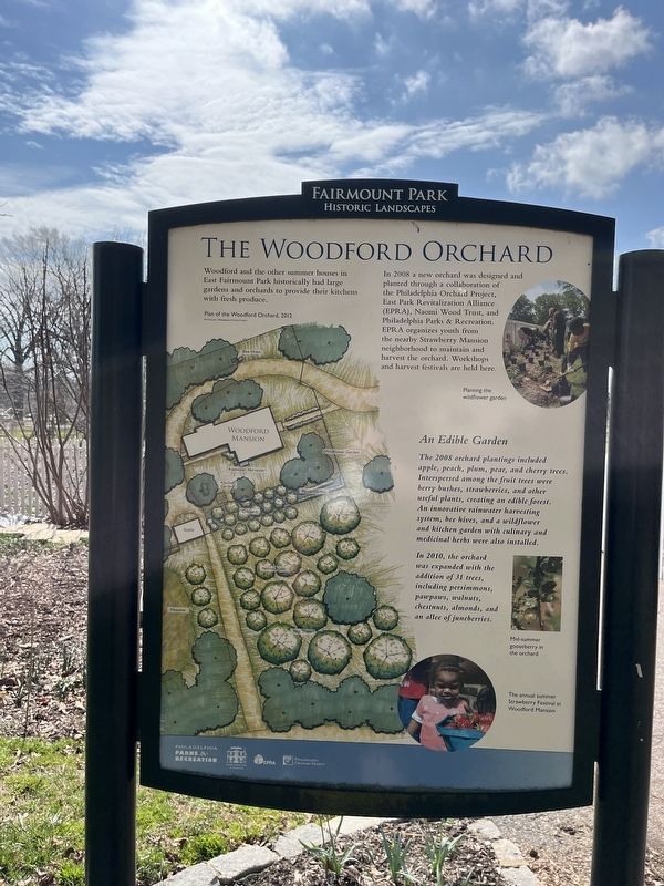 The Woodford Orchard side of the marker image. Click for full size.