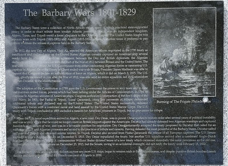 The Barbary Wars 1801-1829 Marker image. Click for full size.