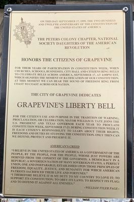 Grapevine's Liberty Bell Marker image. Click for full size.