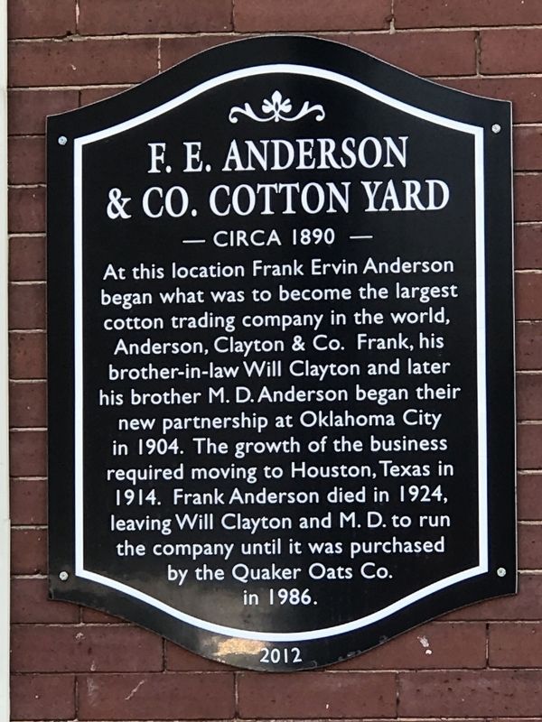 F.E. Anderson & Co. Cotton Yard Marker image. Click for full size.