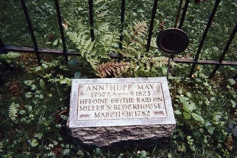 Gravestone of Ann Rowe Hupp May at the Miller Family Cemetery, Claysville image. Click for more information.