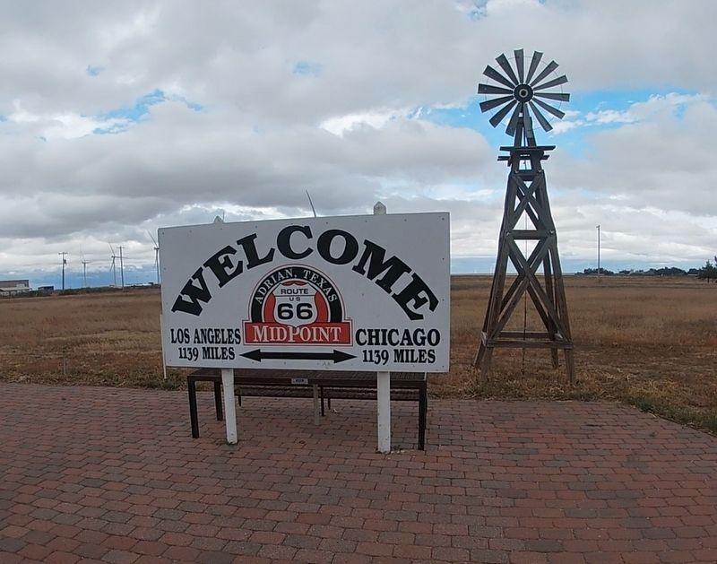 Route 66 Midpoint Sign image. Click for full size.