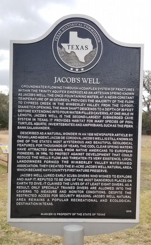 Jacob's Well Marker image. Click for full size.