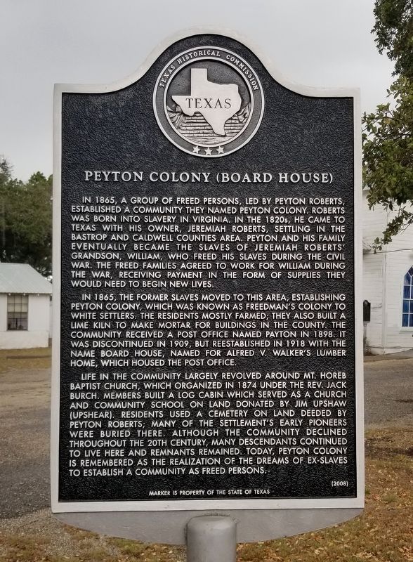Peyton Colony (Board House) Marker image. Click for full size.