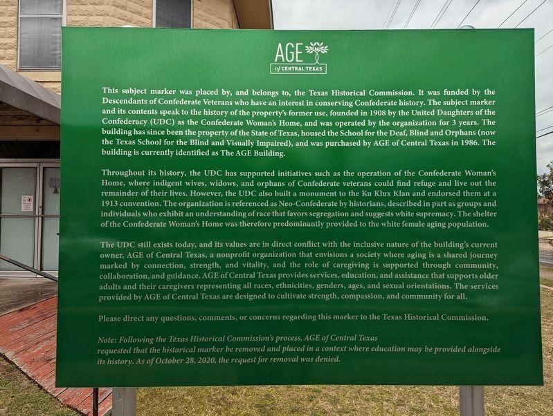 Texas Confederate Woman's Home Context Marker image. Click for full size.