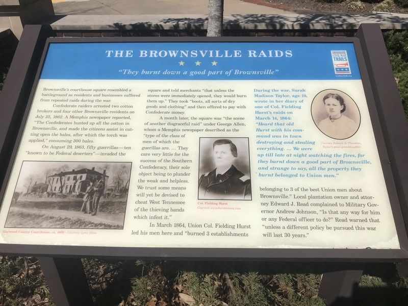 The Brownsville Raids Marker. Click for full size. The Brownsville Raids Marker image. Click for full size.