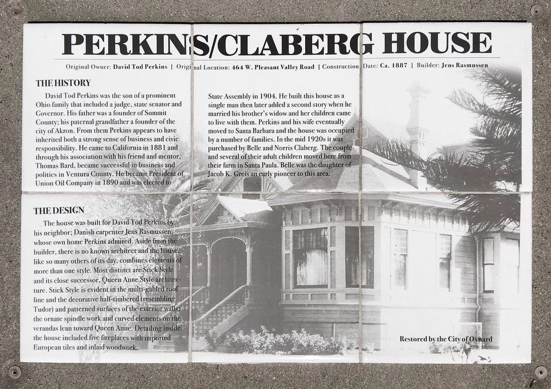 Perkins / Claberg House Marker image. Click for full size.