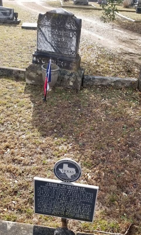 Jesse L. McCrocklin and wife, Isabelle gravestone and his marker image. Click for full size.