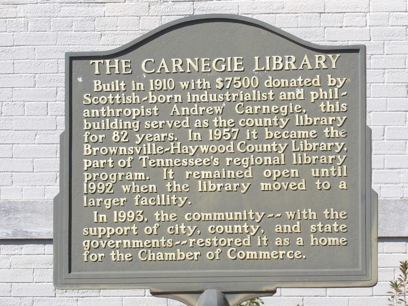 The Carnegie Library Marker image. Click for full size.