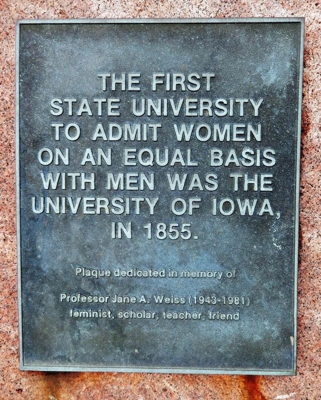 The First State University to Admit Women on an Equal Basis with Men Marker image. Click for full size.