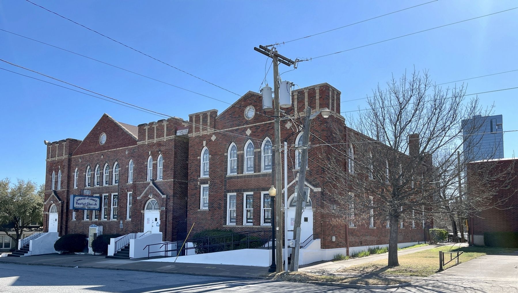 Greater St. James Baptist Church and Marker. Click for full size. Greater St. James Baptist Church and Marker image. Click for full size.
