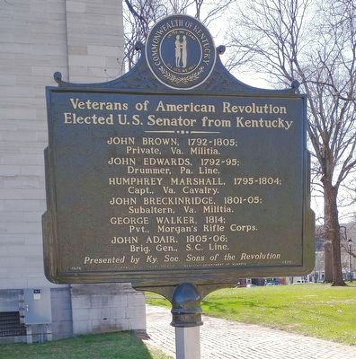 Veterans of American Revolution Elected Governor of Kentucky Marker. Click for full size. Veterans of American Revolution Elected Governor of Kentucky Marker image. Click for full size.