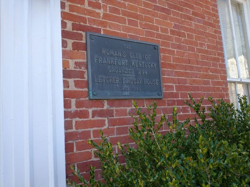 Plaque on Letcher-Lindsay House image. Click for full size.