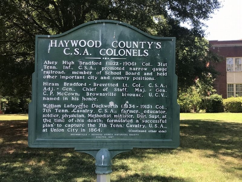 Haywood County's C.S.A. Colonels Marker (side A) image. Click for full size.