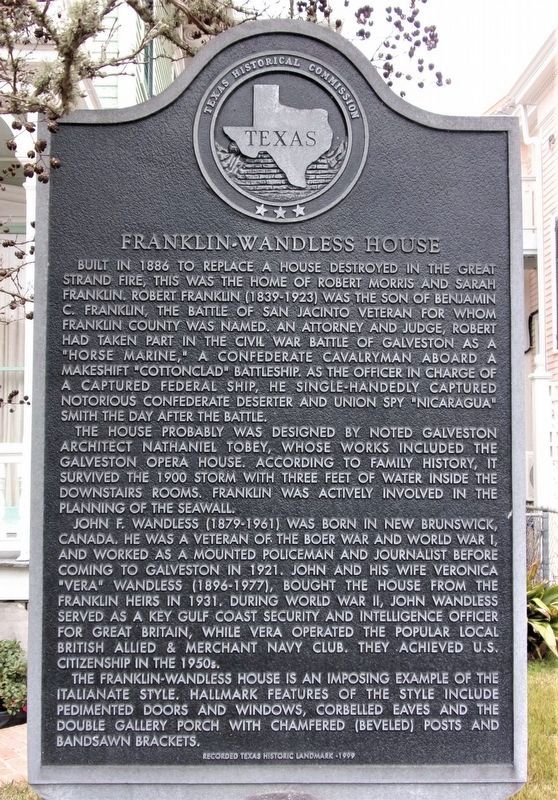 Franklin-Wandless House Marker image. Click for full size.