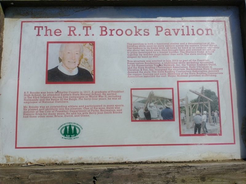 The R. T. Brooks Pavilion Marker image. Click for full size.