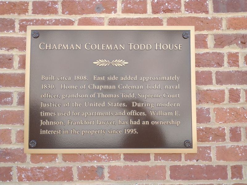 Chapman Coleman Todd House Marker image. Click for full size.