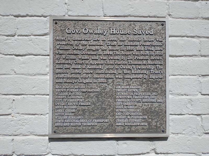 Gov. Owsley House Saved Marker image. Click for full size.